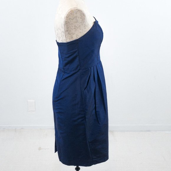 LulaKate 4/6 Silk Shantung Pearl Dress Navy Blue - Picture 4 of 9